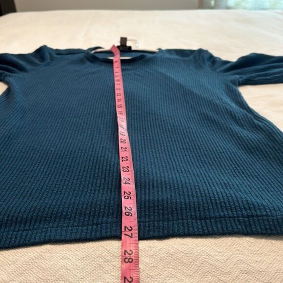 J Crew Point Sur Tunic Waffle Knit Shirt Thermal Womens Medium Teal Round Neck - Picture 9 of 10